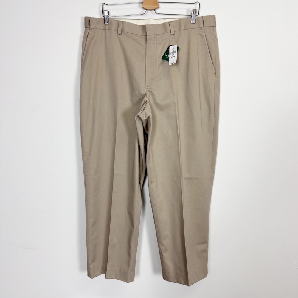 LL Bean Wrinkle Free Dress Chino Pants 38 x 29.5 Beige Khaki 262555 NWT